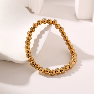 Bracciale minimalista con perline dorate in acciaio inossidabile placcato 18K