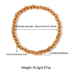 Dettaglio delle perline in acciaio inossidabile placcato oro 18K da 0,5 cm e diametro 8 cm