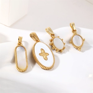 Colgantes vintage de oro de 18K con nácar blanco para la creación de joyas artesanales