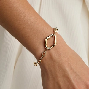 Minimalist Stainless Steel Irregular Geometric Chain Bracelet For Women Gold Color Tarnish Resistant Link Wrist Jewelry Gift