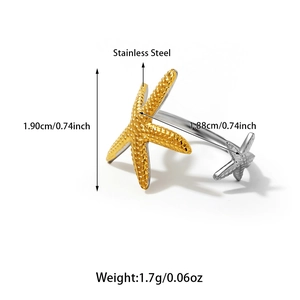 Minimalistische roestvrijstalen ring met goud en zilver zeesterontwerp in tweekleur