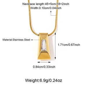 Detalles del collar de cadena de serpiente en acero inoxidable con colgante de circón