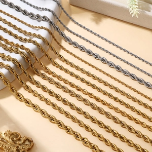 Minimalist Stainless Steel Rope Chain Necklace Vacuum 18K Gold Plated Twist Chain For Men Women Fashion Jewelry Clavicle Chain Gift