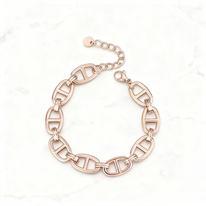 Bracciale a catena a naso di maiale in acciaio inossidabile placcato oro 18K con chiusura