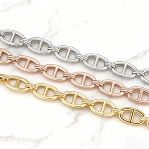 Bracciali a maglie d'ancora in acciaio inossidabile lucido in oro, argento e oro rosa