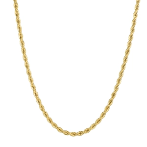 Classic 18K gold plated stainless steel rope chain necklace on a clean white background