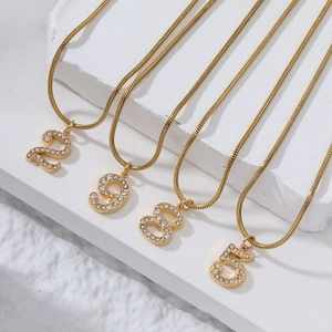 Hip hop gouden slang kettingen met fonkelende iced out nummer hangers 2, 9, 8, 5