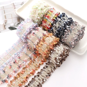 Veelkleurig Polyester Tweed Kantafwerking Franjelint Goudraad Gevlochten Koord Voor DIY Naaien Kleding Accessoires Huisdecoratie