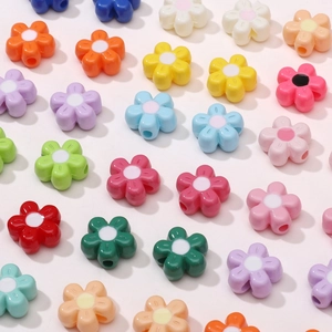 Colorful 11mm acrylic flower beads for handmade DIY jewelry bracelets and crafts