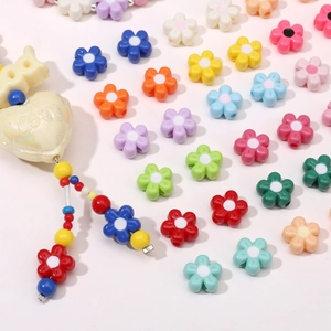 Acrylic Flower Beads For DIY Jewelry Making Bracelet Phone Chain Painted Five Petal Floral Spacer Beads Accessory