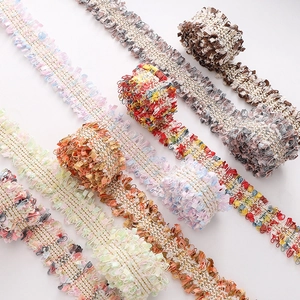 Kleurrijke Tweed band met goudraad en franjes voor DIY kleding en naai-accessoires