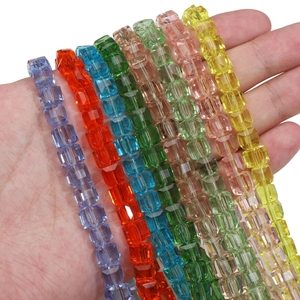 Macro detail of multi-color faceted cube glass beads for DIY jewelry making