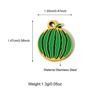 Watermelon slice stainless steel pendant for DIY jewelry with size and weight metrics