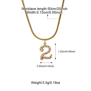 Gouden slangenketting met sprankelende diamanten cijfer 2 hanger voor dames en heren