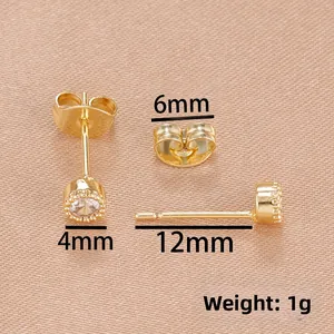 Detaillierte Größen- und Gewichtsansicht der geometrischen Zirkonia-Ohrstecker