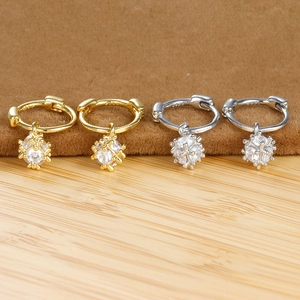 14K Vergoldete Kupfer Ohrringe Mit 925 Sterlingsilber Ohrstecker-Stift Zirkonia Kugel Ohrhänger Für Damen Schmuck