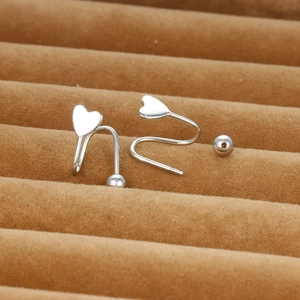 Double heart silver screw back earrings with star spiral design for women in s925 silver