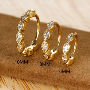 Marquise Zirkonia Koperen Creolen Neusring Voor Vrouwen Geometrische Zirkonia Kraakbeen Piercing Goud Zilver Sieraden