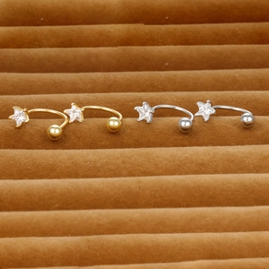 Glitzernde S925 Silber Stern U-Ohrringe in Gold und Silber mit Zirkonia-Kristallen