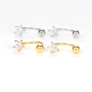 Set aus s925 Silber Stern Ohrsteckern mit funkelnden Kristallen in Gold und Silber Optik
