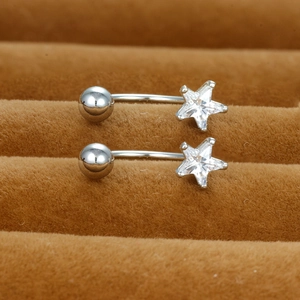 Elegante S925 Silber Stern Ohrstecker mit glitzernden Zirkon Kristallen auf Samt