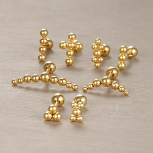 Boucles d'Oreilles Clous Boule en Acier Inoxydable pour Femmes Bijoux de Piercing Géométriques Or Argent