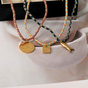 Bohemian Hand Woven Cotton Rope Bracelet Alloy Enamel Evil Eye Smile Face Pendant Bracelet For Women Daily Jewelry Gift