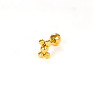 Boucles d'oreilles boules dorées en acier inoxydable avec fermoir à vis sécurisé
