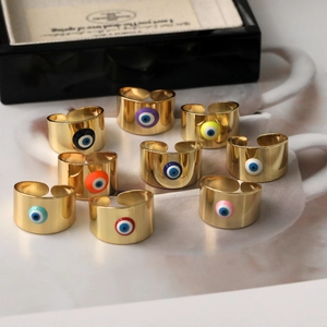 Set di anelli in acciaio inossidabile placcato oro 18K con motivi occhio del male colorati