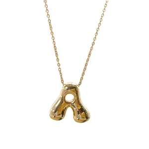 Collier pour femme avec pendentif lettre A style ballon plaqué or 18 carats