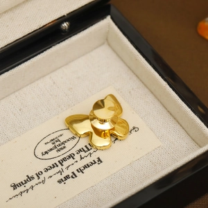 Elegant gold butterfly brooch with abalone shell and zircon set in a premium jewelry box