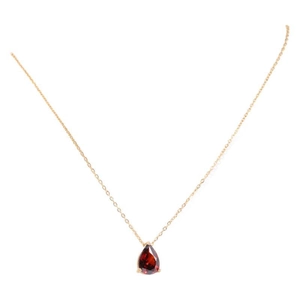 Elegant 18k gold pear-cut red zircon teardrop birthstone necklace for women