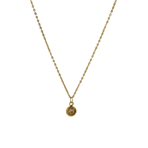 Minimalistische 18k vergoldete Edelstahlkette mit rundem Zirkonia Anhänger für Damen