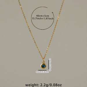 Minimalistische Halskette aus 18k vergoldetem Edelstahl mit blauem Zirkonia-Anhänger
