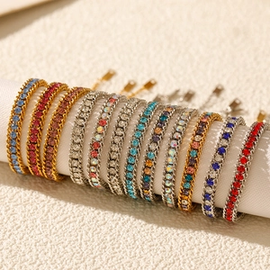 18K gold plated stainless steel tennis bracelets featuring colorful cubic zirconia stones
