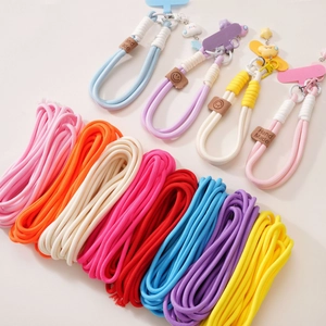 Close-up of 5mm colorful polyester DIY ropes with metallic clips and handmade labels