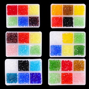 6-Gitter Box Set mit 4mm facettierten Glasperlen für DIY-Schmuck in kräftigen bunten Farben