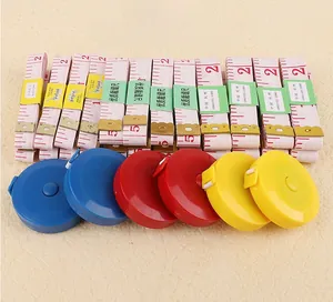 Macro detail of flexible sewing measuring tapes and retractable round tape measures