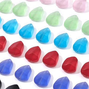 Frosted glass leaf-shaped beads with facets for DIY bracelet and necklace making