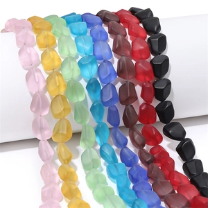 Frosted Glass Irregular Pebble Beads Matte Colorful Stone Loose Beads For DIY Jewelry Making Bracelet Necklace Craft Materials