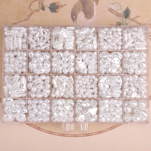 24-grid set of assorted white irregular baroque faux pearl beads for DIY jewelry making