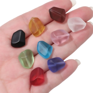 Frosted 12x15mm faceted flat glass beads in various colors for DIY jewelry making