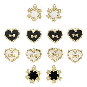 Y2K Sweet Alloy Enamel Heart Star Moon Tulip Angel Bow Pendant Only (Without Chain) For DIY Jewelry Making Accessories Women Jewelry
