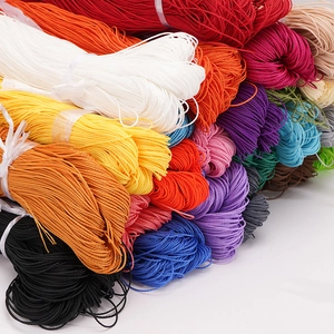 Close-up of multicolored 1mm polyester waxed cord bundles for DIY jewelry weaving