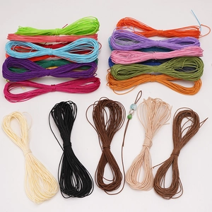 Detailed macro view of 1mm colorful polyester waxed cords for DIY jewelry weaving
