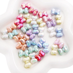 Mixed pastel colorful bow beads with pearlescent finish for DIY jewelry crafts
