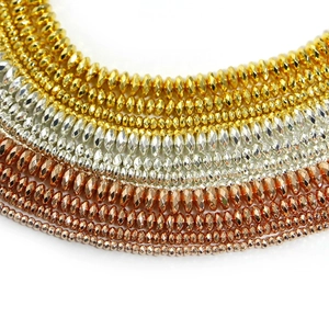 Perline Sfuse in Ematite Sfaccettata per la Creazione di Gioielli Fai-da-te Lucide Galvaniche Metalliche Rondelle Distanziatori per Bracciale Collana Accessori