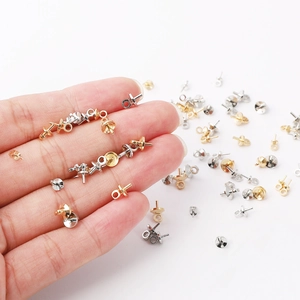 Copper eyelet caps and bail pins in gold and silver finish for DIY jewelry making