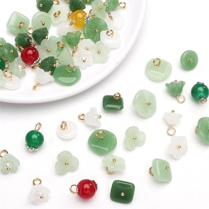 Chinese Style Glass Faux Jade Pendants For Jewelry Making DIY Handmade Flower Pingan Buckle Lantern Bead Accessories