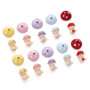 Colorful DIY mushroom doll beads and pendant charms for handmade jewelry making